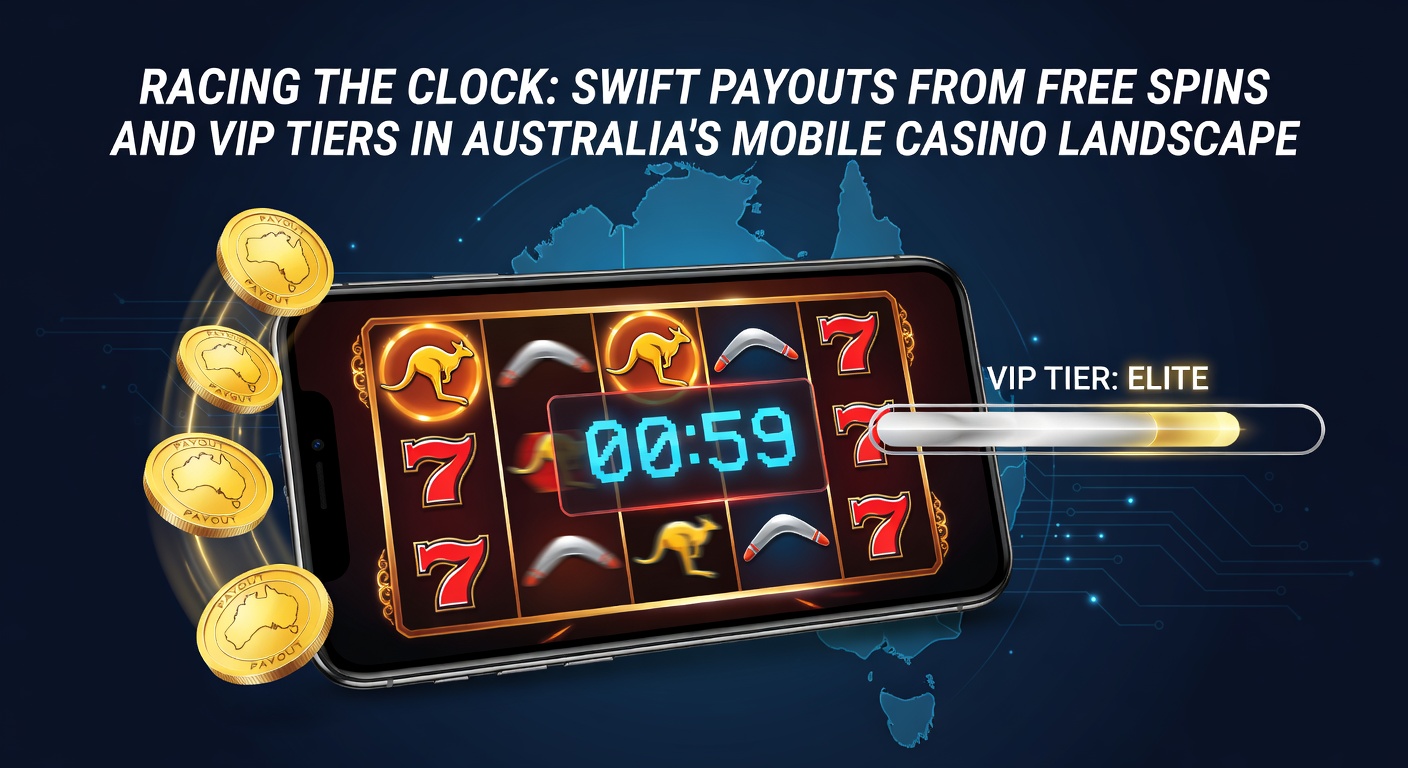 VIP-Lounge-Symbolik mit Uhr und Goldmünzen auf Mobile-Bildschirm, illustriert priorisierte Payouts in australischen Casinos